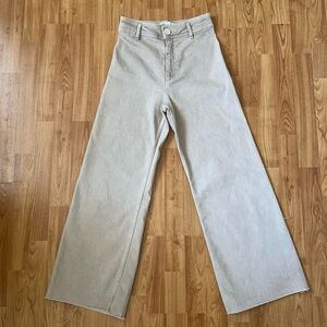 Zara high waisted light beige/tan wide leg jeans